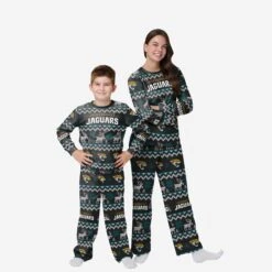 FOCO Jacksonville Jaguars Youth Ugly Pattern Family Holiday Pajamas
