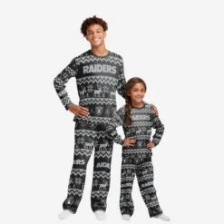 FOCO Las Vegas Raiders Youth Ugly Pattern Family Holiday Pajamas