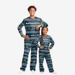 FOCO Seattle Seahawks Youth Ugly Pattern Family Holiday Pajamas