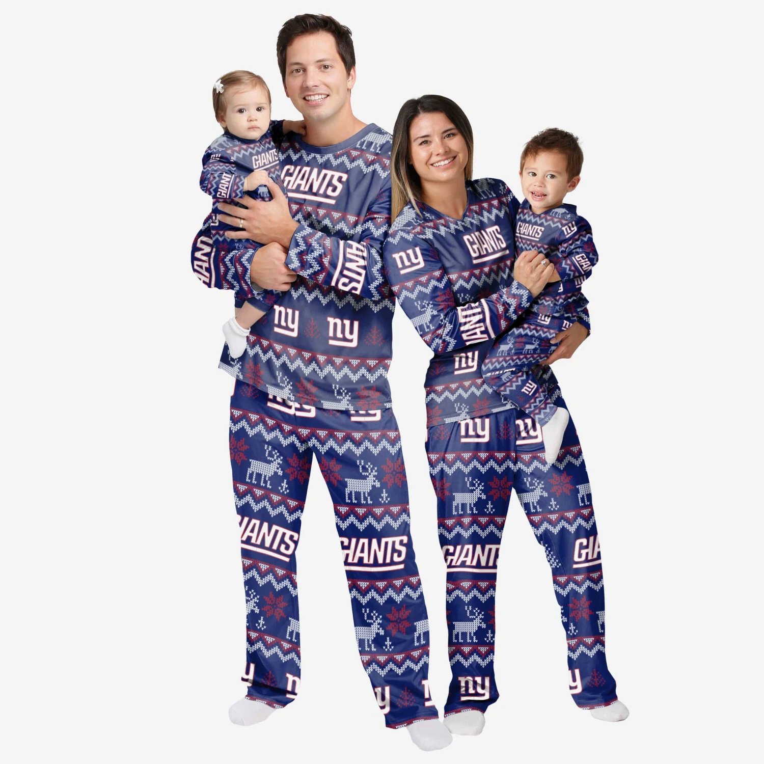 FOCO New York Giants Infant Ugly Pattern Family Holiday Pajamas 2 FOCO New York Giants Infant Ugly Pattern Family Holiday Pajamas - Image 2