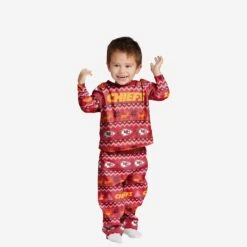 FOCO Kansas City Chiefs Toddler Ugly Pattern Family Holiday Pajamas