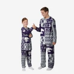 FOCO Kansas State Wildcats Youth Busy Block Family Holiday Pajamas
