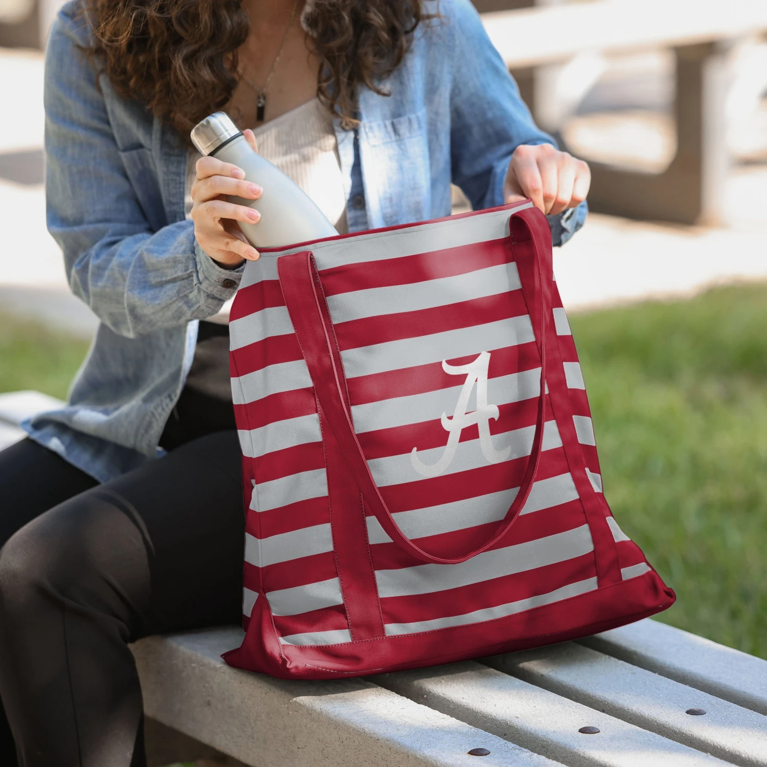 FOCO Alabama Crimson Tide Team Stripe Canvas Tote Bag 3 FOCO Alabama Crimson Tide Team Stripe Canvas Tote Bag - Image 3