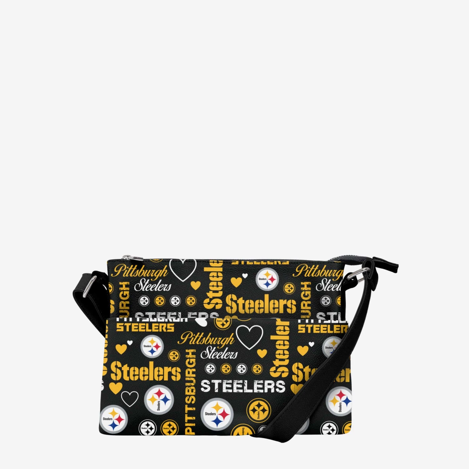 FOCO Pittsburgh Steelers Logo Love Crossbody Purse 1 FOCO Pittsburgh Steelers Logo Love Crossbody Purse