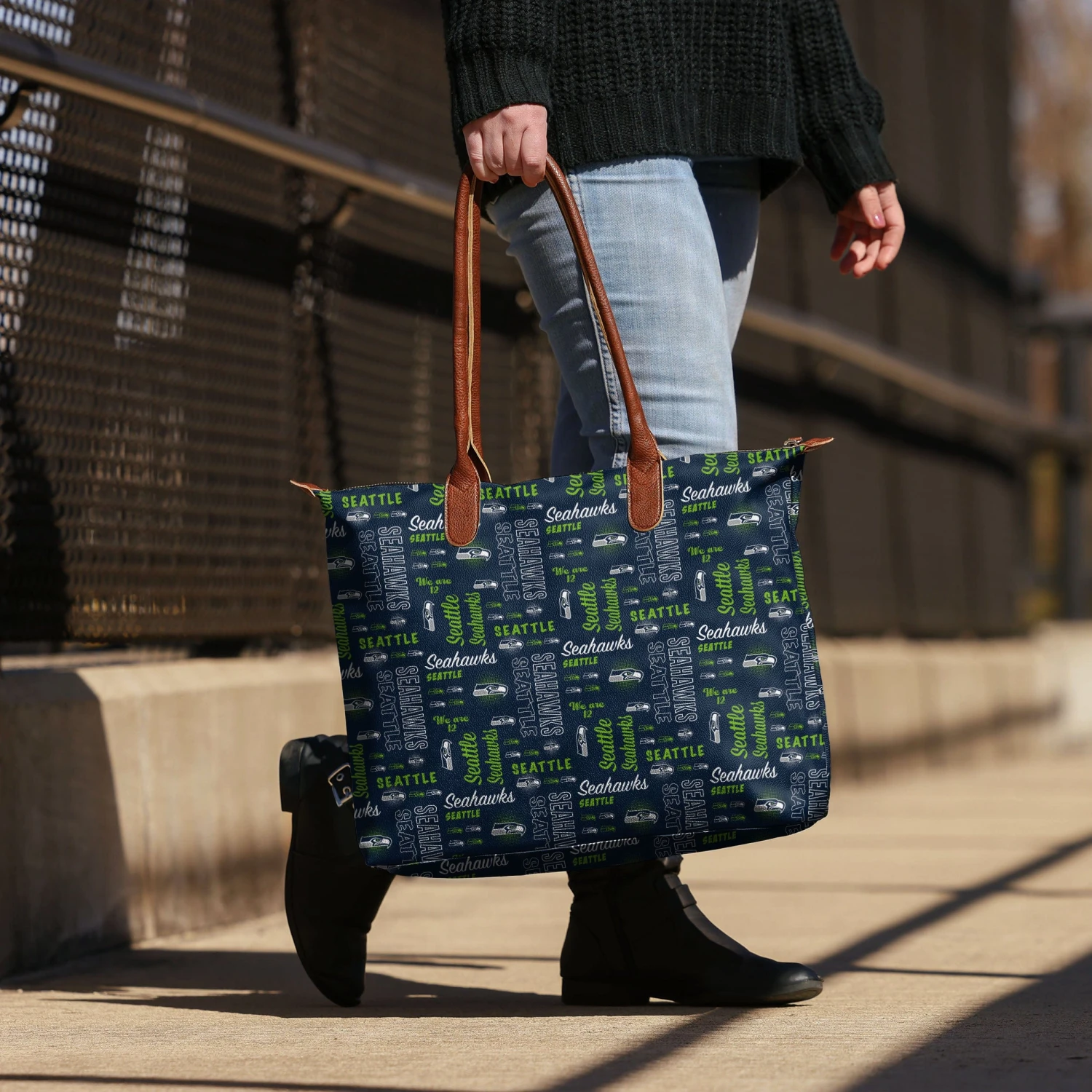 FOCO Seattle Seahawks Spirited Style Printed Collection Tote Bag 3 FOCO Seattle Seahawks Spirited Style Printed Collection Tote Bag - Image 3