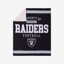 FOCO Las Vegas Raiders Team Property Sherpa Plush Throw Blanket