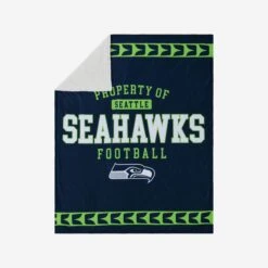 FOCO Seattle Seahawks Team Property Sherpa Plush Throw Blanket