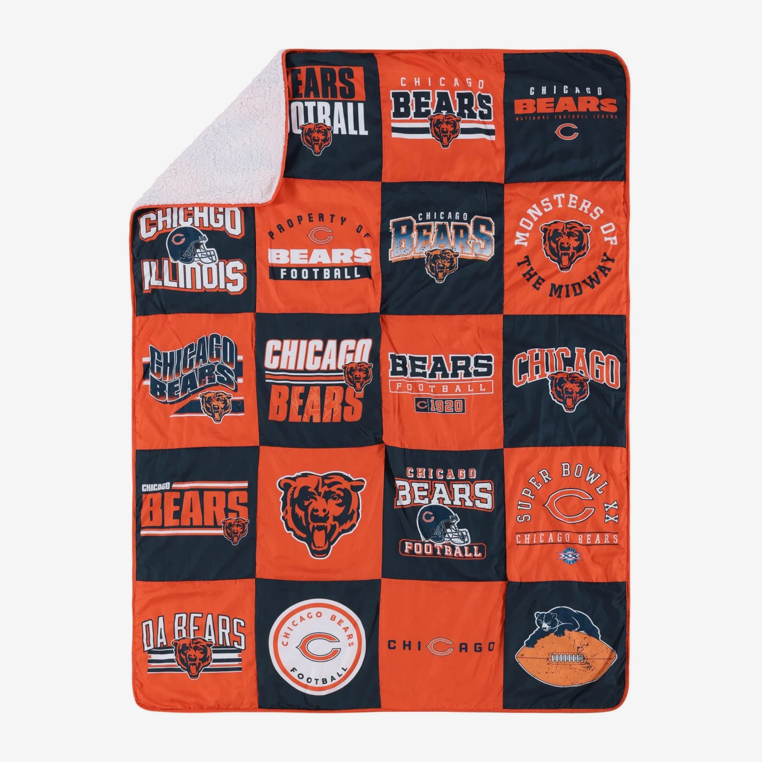 FOCO Chicago Bears Team Pride Patches Quilt 1 FOCO Chicago Bears Team Pride Patches Quilt
