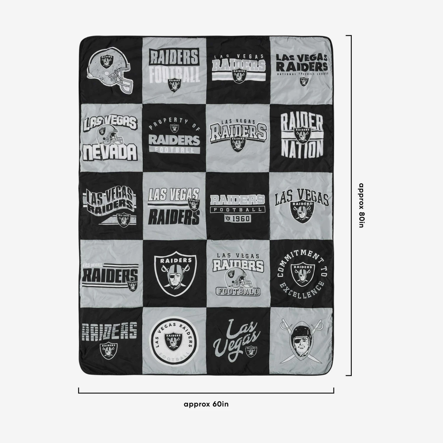 FOCO Las Vegas Raiders Team Pride Patches Quilt 3 FOCO Las Vegas Raiders Team Pride Patches Quilt - Image 3