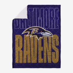 FOCO Baltimore Ravens Big Game Sherpa Lined Throw Blanket