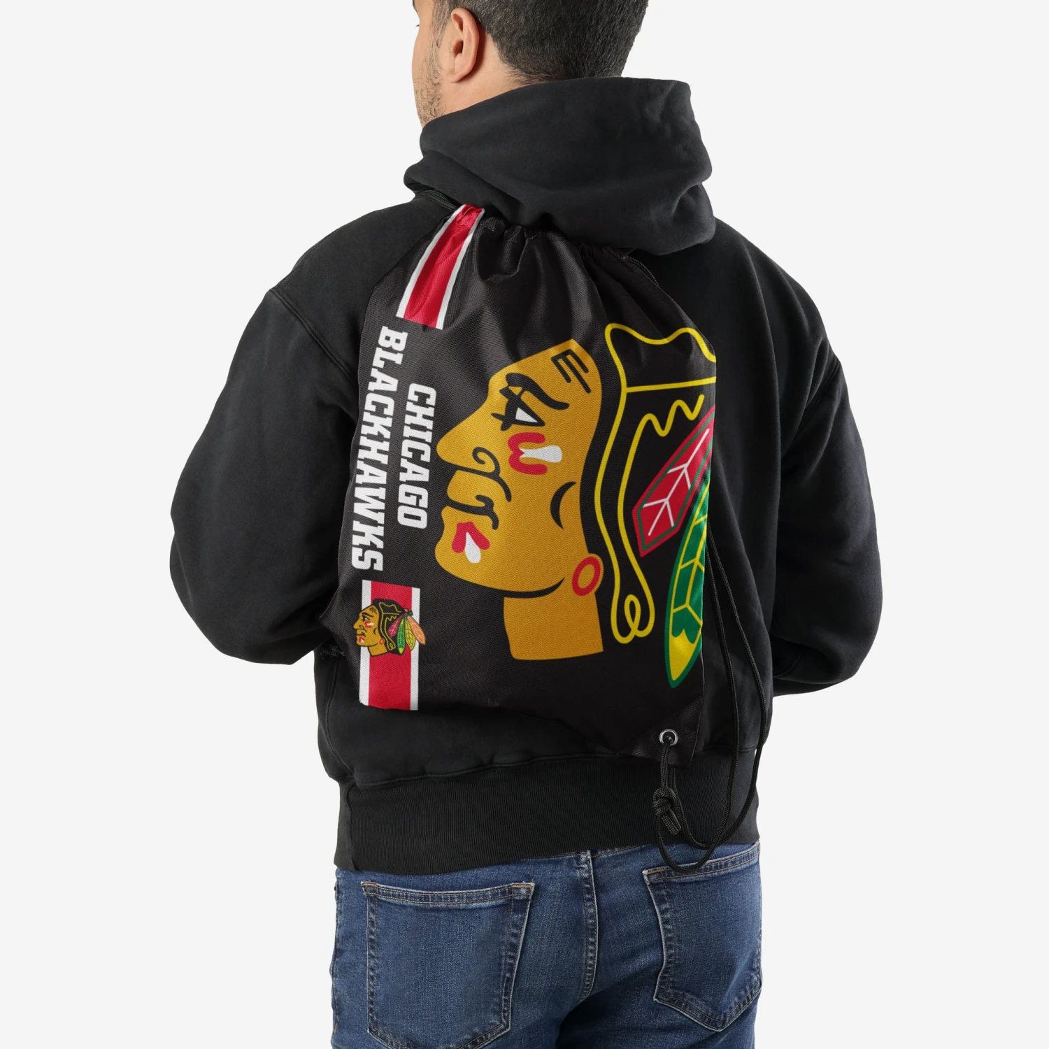 FOCO Chicago Blackhawks Big Logo Drawstring Backpack 2 FOCO Chicago Blackhawks Big Logo Drawstring Backpack - Image 2