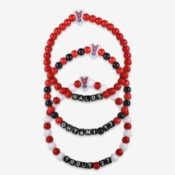 FOCO Shohei Ohtani & Mike Trout Los Angeles Angels 3 Pack Player Beaded Friendship Bracelet