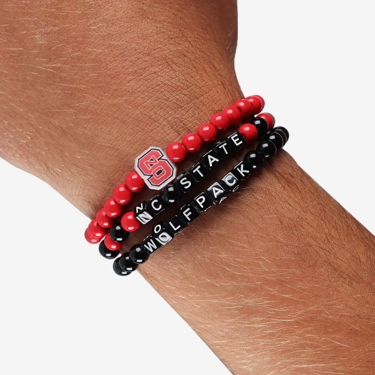 FOCO NC State Wolfpack 3 Pack Beaded Friendship Bracelet 4 FOCO NC State Wolfpack 3 Pack Beaded Friendship Bracelet - Image 4