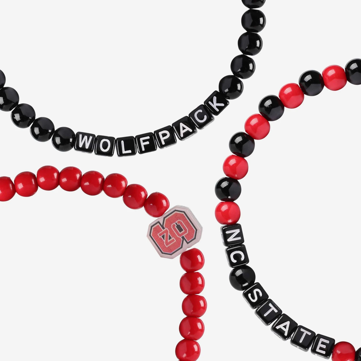 FOCO NC State Wolfpack 3 Pack Beaded Friendship Bracelet 2 FOCO NC State Wolfpack 3 Pack Beaded Friendship Bracelet - Image 2