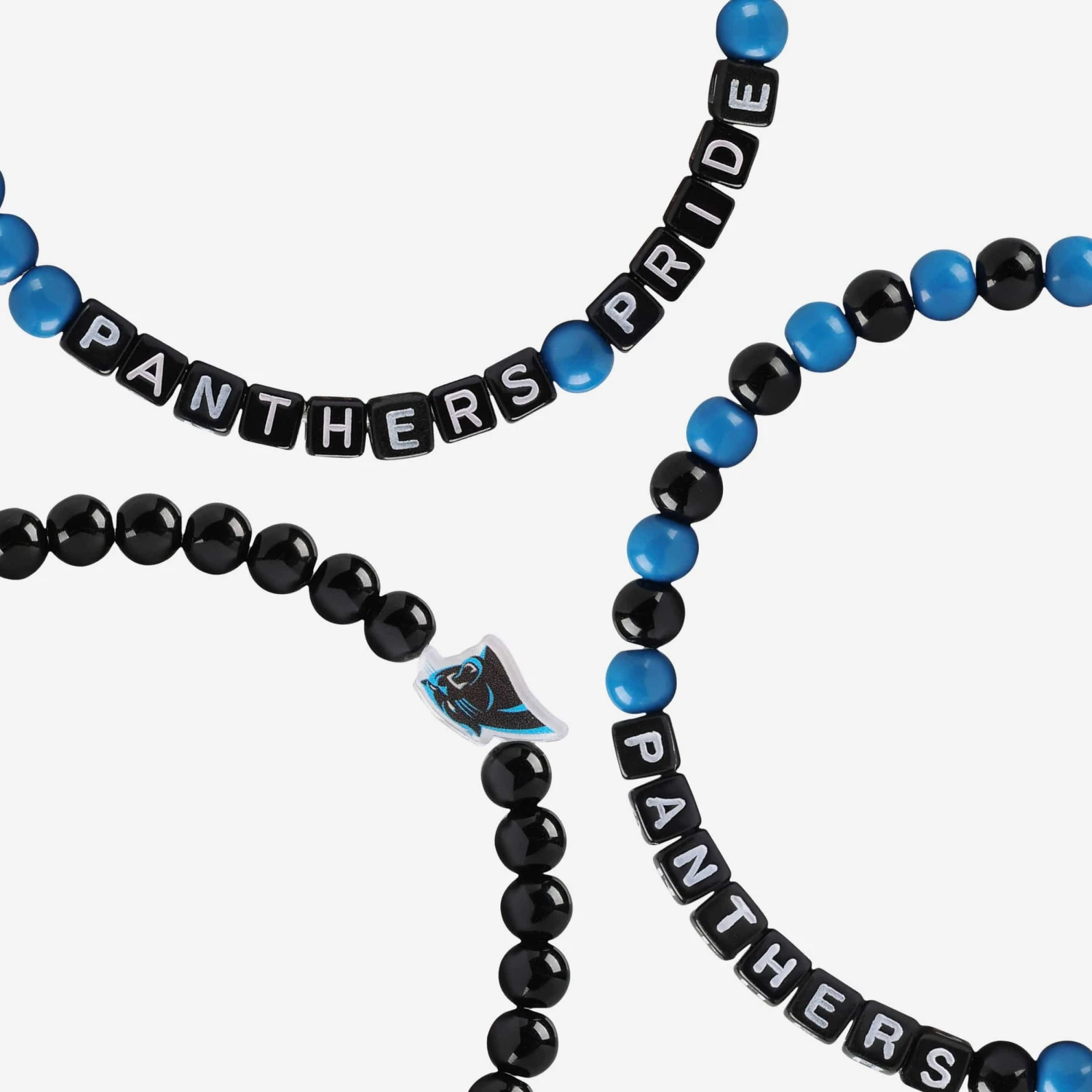 FOCO Carolina Panthers 3 Pack Beaded Friendship Bracelet 2 FOCO Carolina Panthers 3 Pack Beaded Friendship Bracelet - Image 2