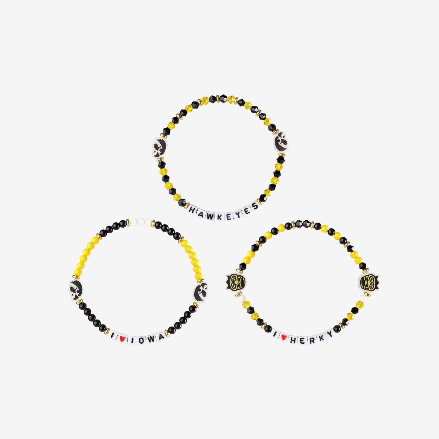 FOCO Iowa Hawkeyes 3 Pack Friendship Bracelet 2 FOCO Iowa Hawkeyes 3 Pack Friendship Bracelet - Image 2