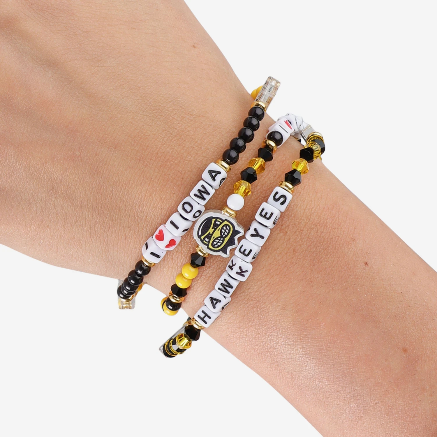 FOCO Iowa Hawkeyes 3 Pack Friendship Bracelet 4 FOCO Iowa Hawkeyes 3 Pack Friendship Bracelet - Image 4