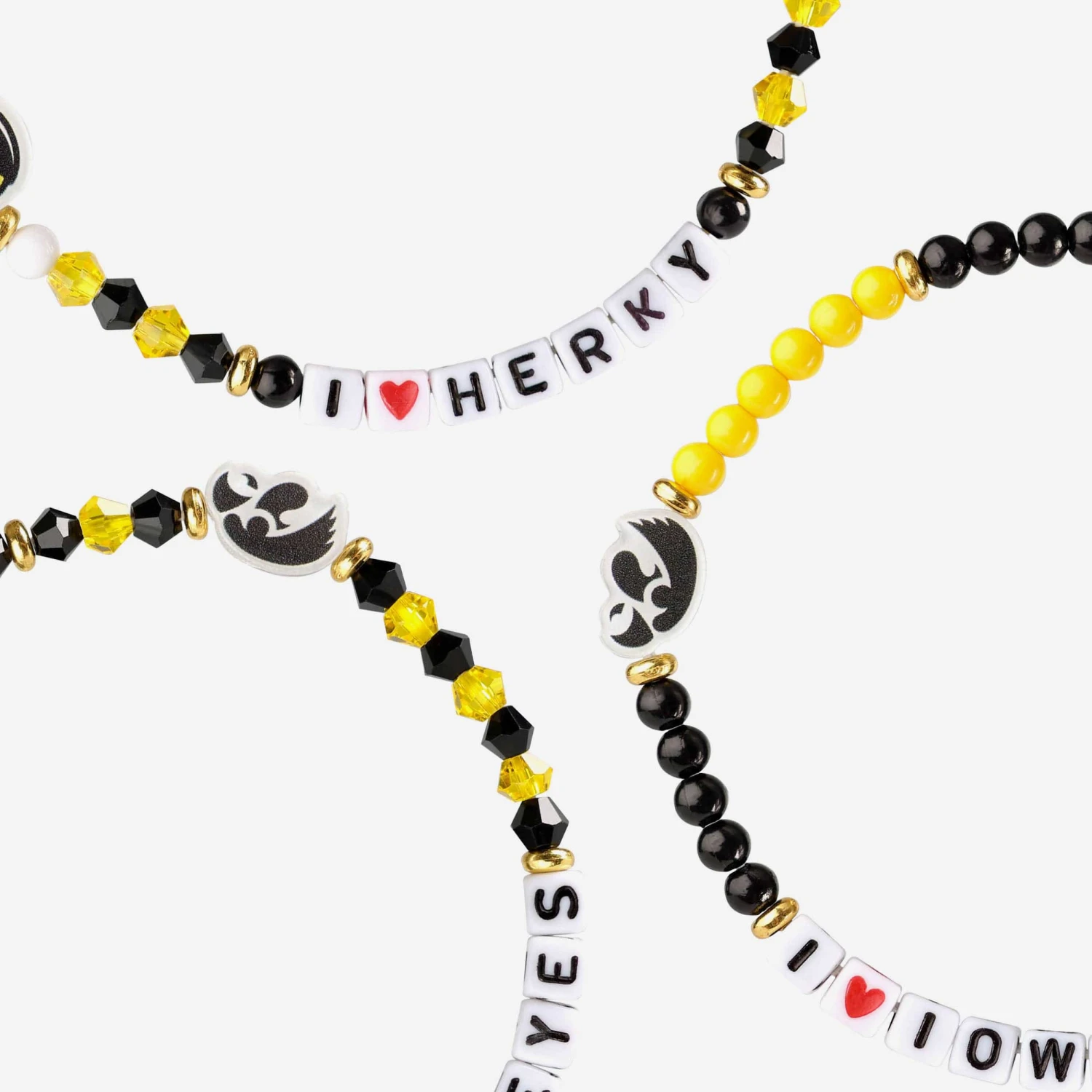 FOCO Iowa Hawkeyes 3 Pack Friendship Bracelet 3 FOCO Iowa Hawkeyes 3 Pack Friendship Bracelet - Image 3