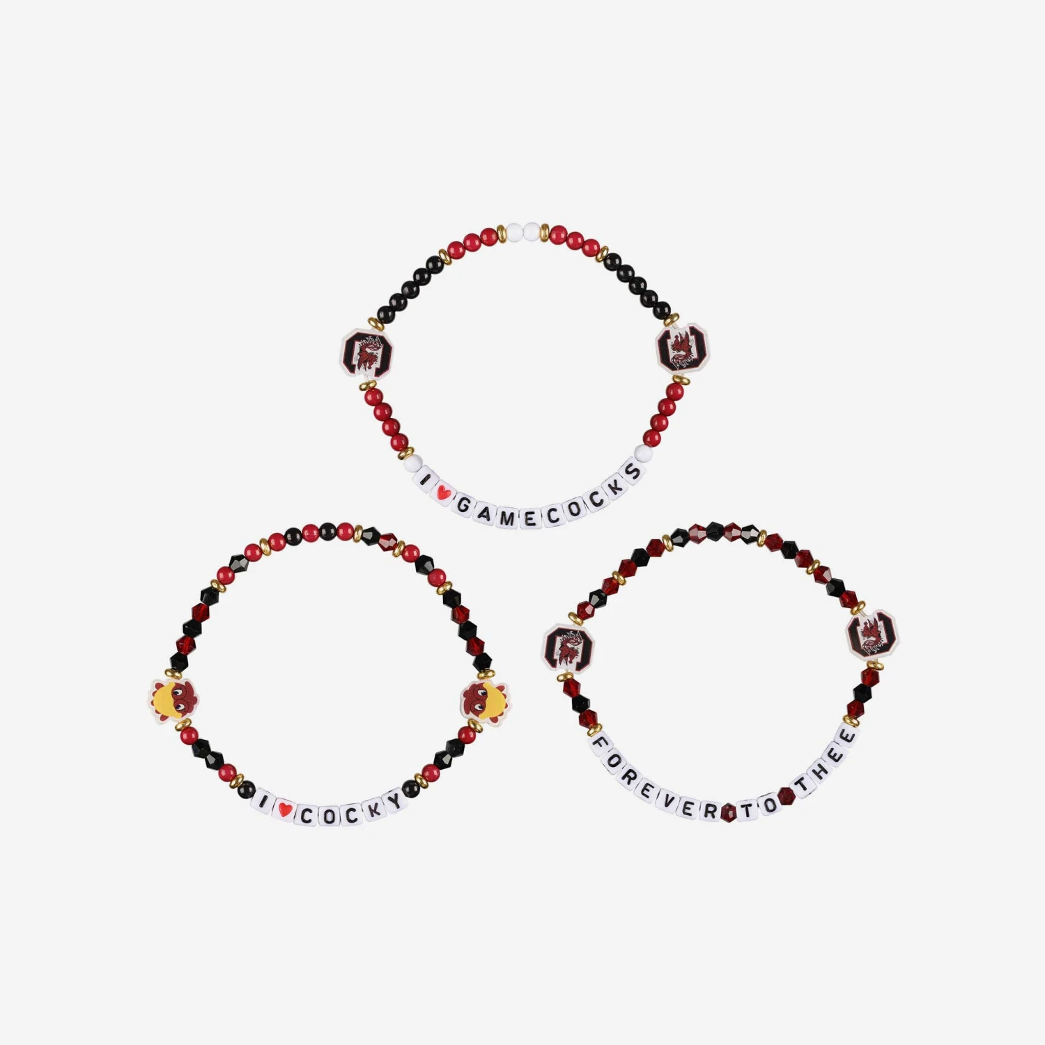 FOCO South Carolina Gamecocks 3 Pack Friendship Bracelet 3 FOCO South Carolina Gamecocks 3 Pack Friendship Bracelet - Image 3