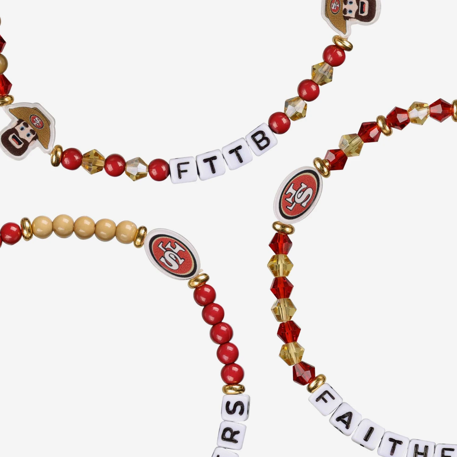 FOCO San Francisco 49ers 3 Pack Friendship Bracelet 2 FOCO San Francisco 49ers 3 Pack Friendship Bracelet - Image 2