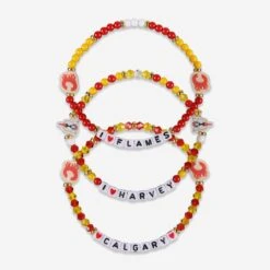 FOCO Calgary Flames 3 Pack Friendship Bracelet
