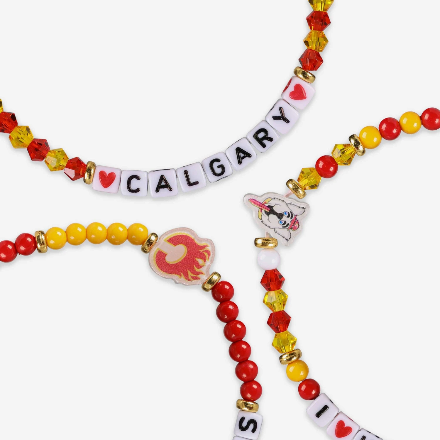 FOCO Calgary Flames 3 Pack Friendship Bracelet 2 FOCO Calgary Flames 3 Pack Friendship Bracelet - Image 2