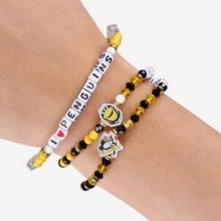 FOCO Pittsburgh Penguins 3 Pack Friendship Bracelet -Fashion General Store BRNH3PKFRPP g4