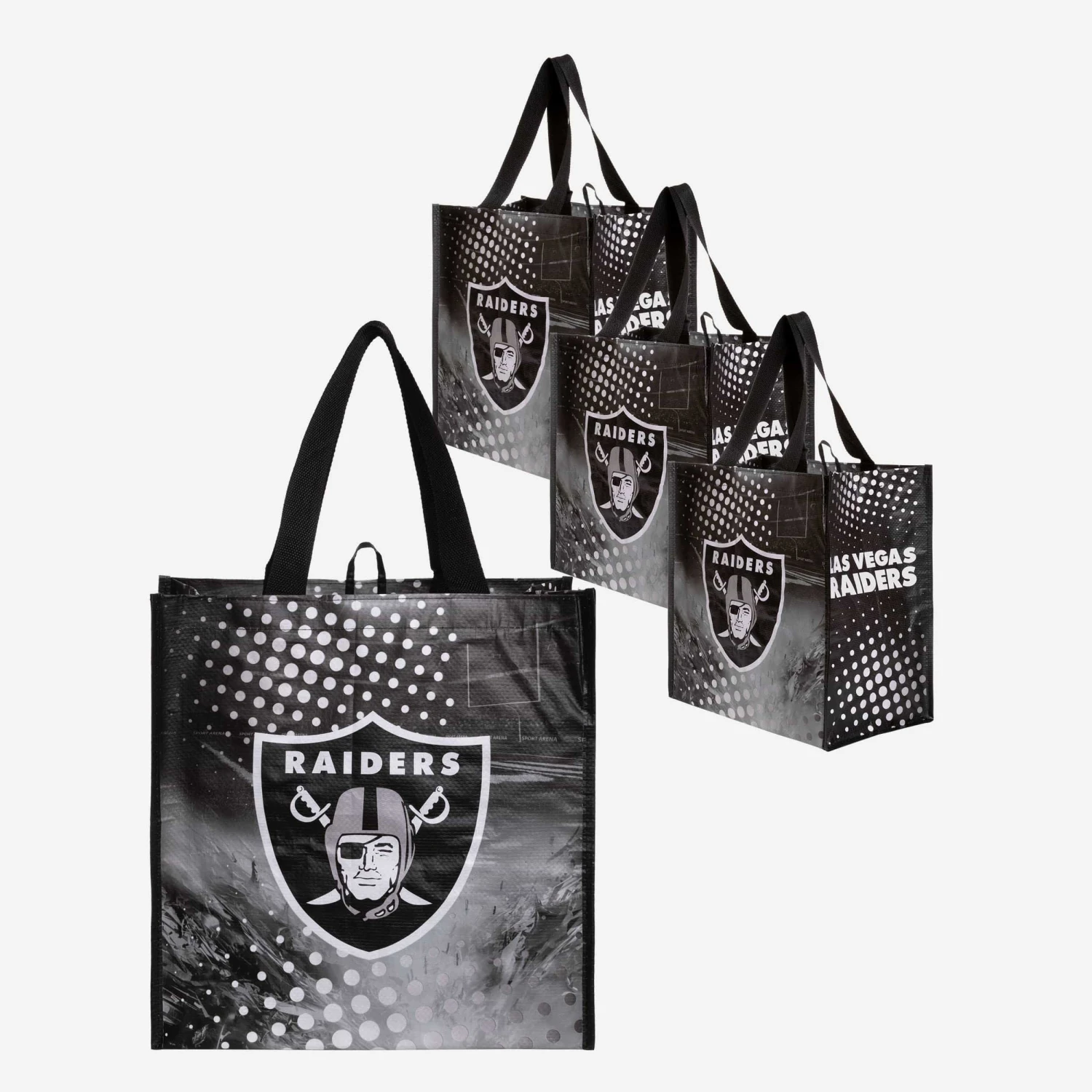 FOCO Las Vegas Raiders 4 Pack Reusable Shopping Bags 2 FOCO Las Vegas Raiders 4 Pack Reusable Shopping Bags - Image 2