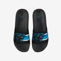 FOCO Carolina Panthers Striped Big Logo Raised Slide