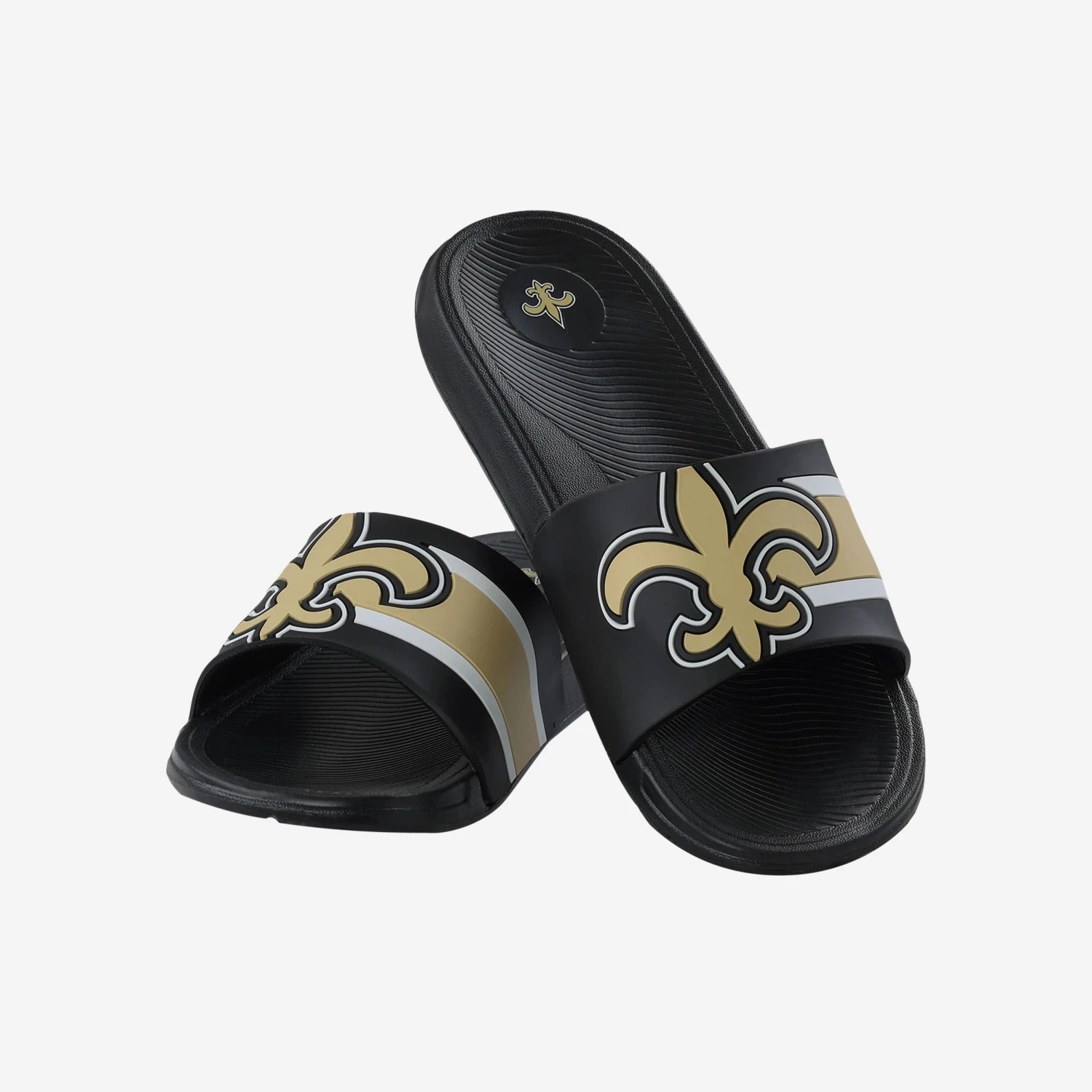 FOCO New Orleans Saints Striped Big Logo Raised Slide 3 FOCO New Orleans Saints Striped Big Logo Raised Slide - Image 3