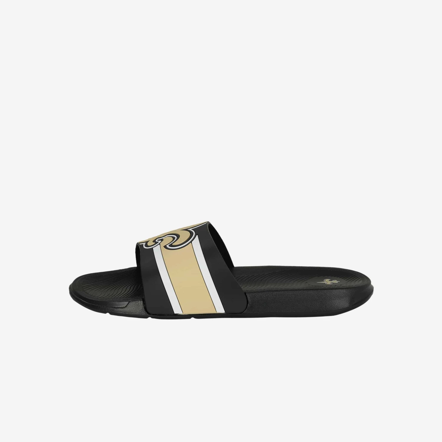 FOCO New Orleans Saints Striped Big Logo Raised Slide 4 FOCO New Orleans Saints Striped Big Logo Raised Slide - Image 4