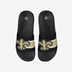 FOCO New Orleans Saints Striped Big Logo Raised Slide