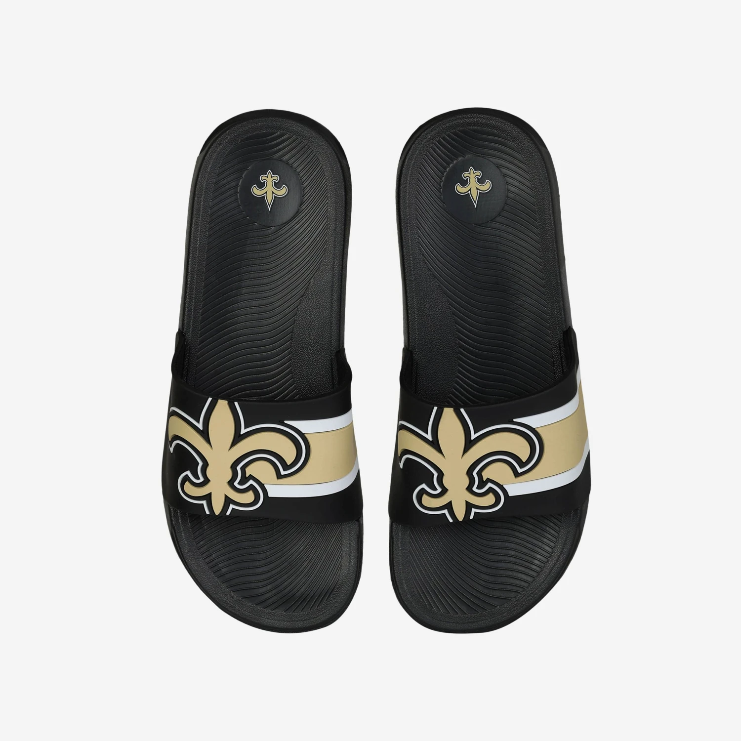 FOCO New Orleans Saints Striped Big Logo Raised Slide 1 FOCO New Orleans Saints Striped Big Logo Raised Slide