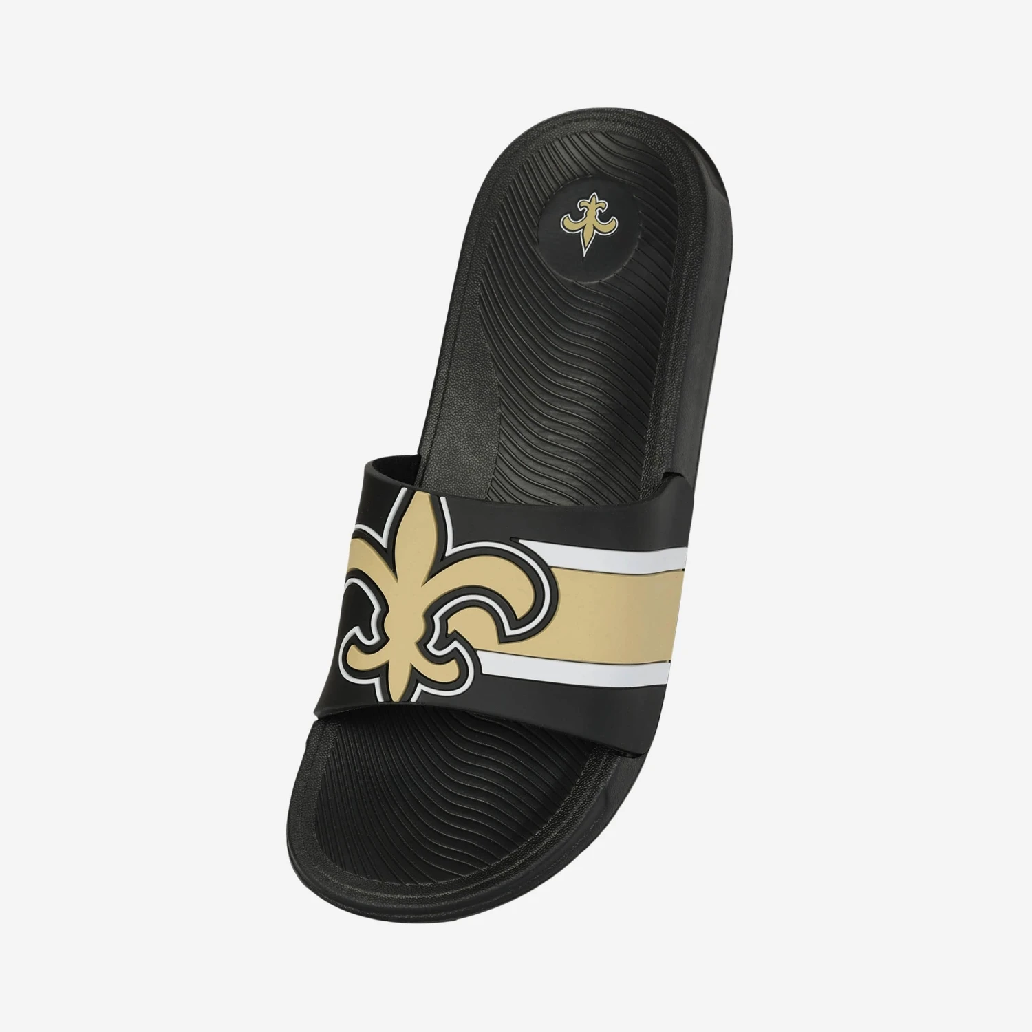 FOCO New Orleans Saints Striped Big Logo Raised Slide 2 FOCO New Orleans Saints Striped Big Logo Raised Slide - Image 2
