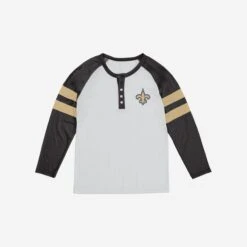 FOCO New Orleans Saints Womens Big Logo Long Sleeve Henley -Fashion General Store HENWMNFBLLSNS g3