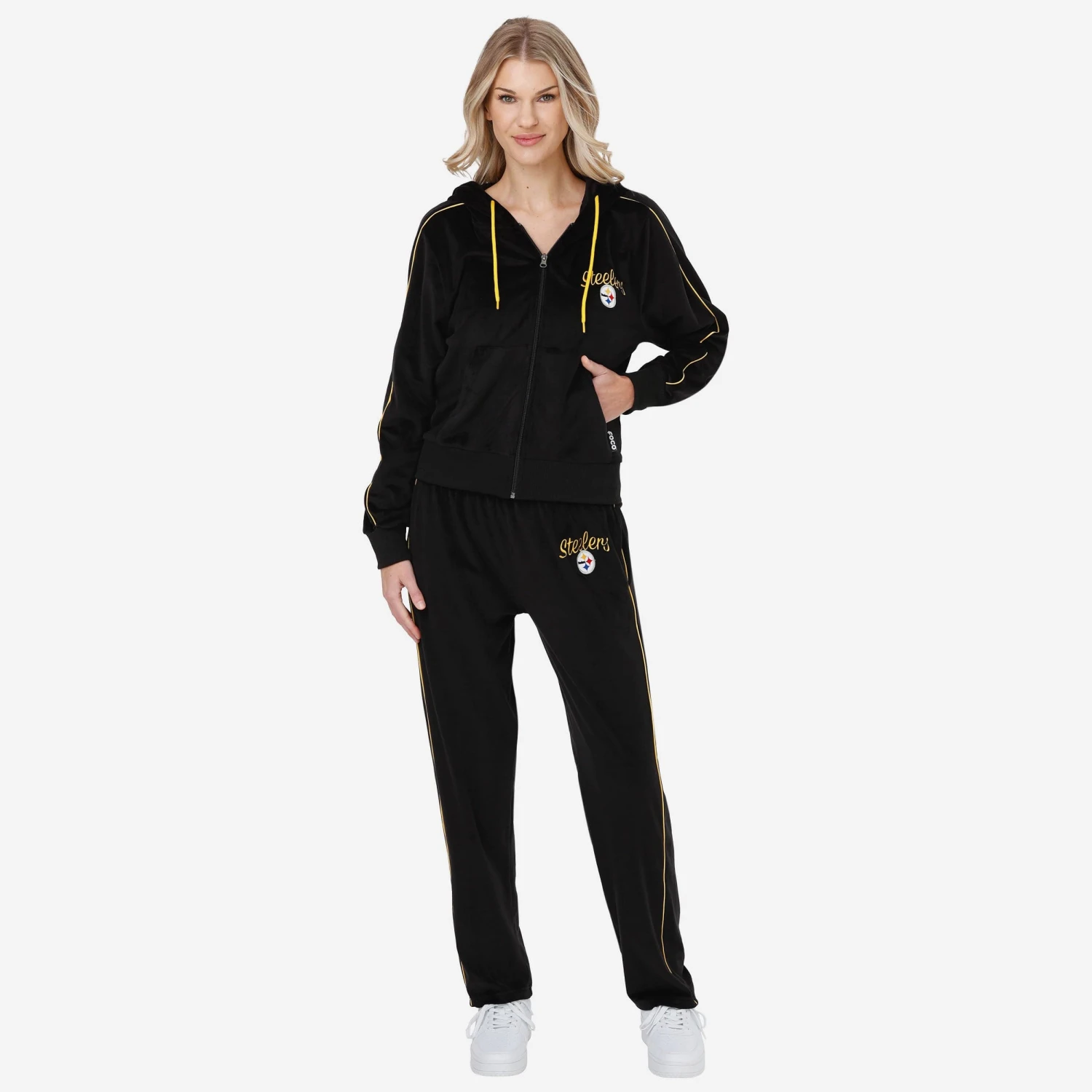 FOCO Pittsburgh Steelers Womens Velour Zip Up Top 5 FOCO Pittsburgh Steelers Womens Velour Zip Up Top - Image 5