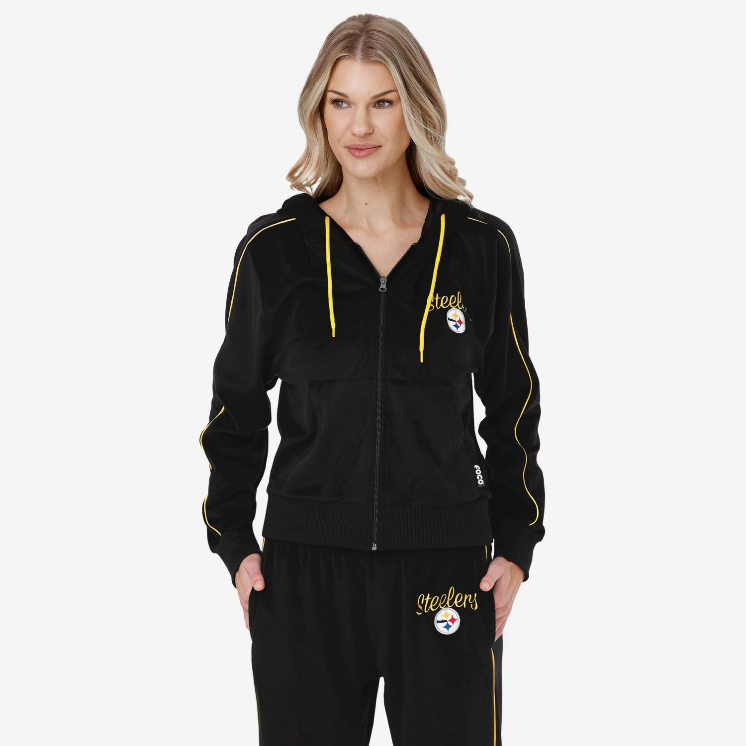 FOCO Pittsburgh Steelers Womens Velour Zip Up Top 1 FOCO Pittsburgh Steelers Womens Velour Zip Up Top