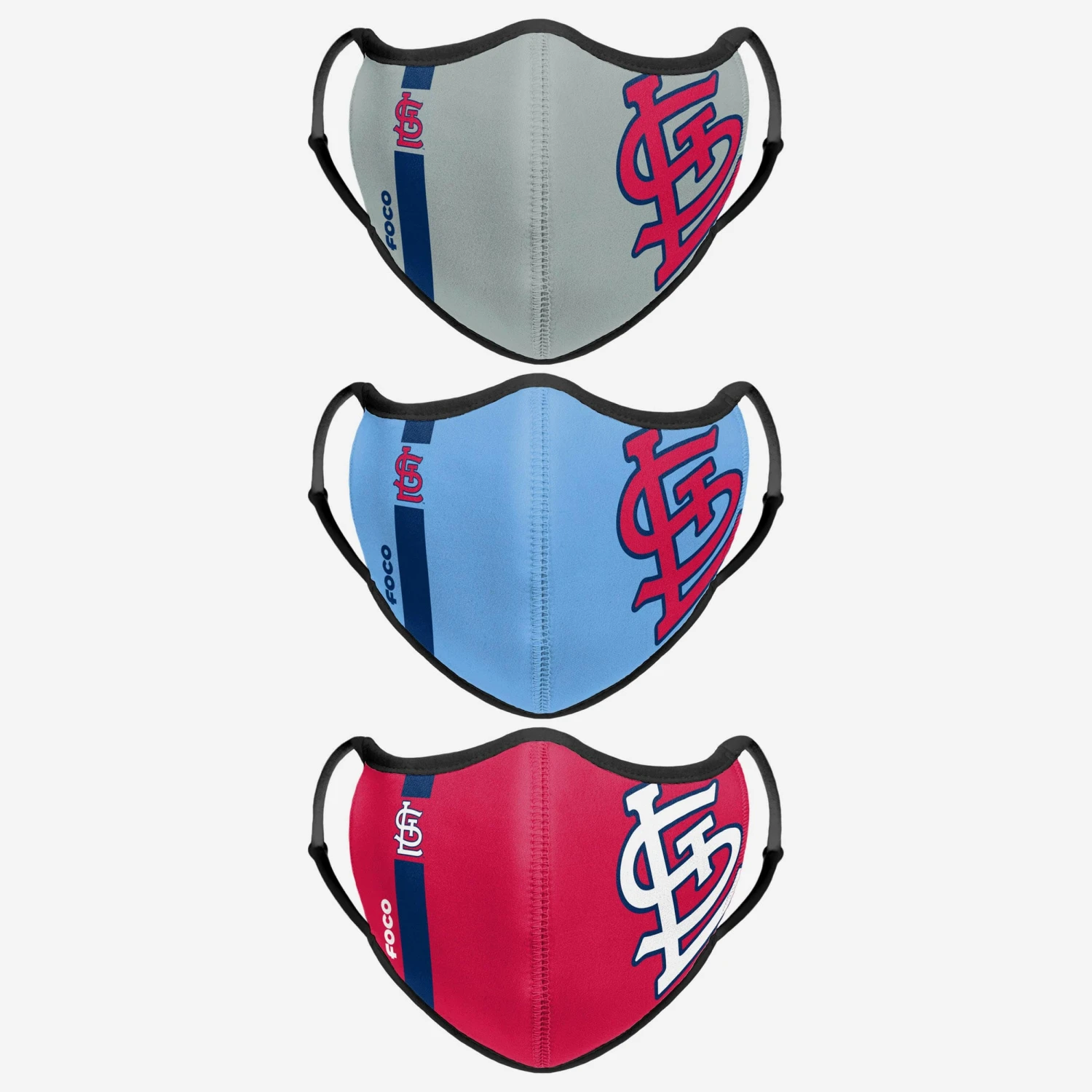 FOCO St Louis Cardinals Sport 3 Pack Face Cover 1 FOCO St Louis Cardinals Sport 3 Pack Face Cover