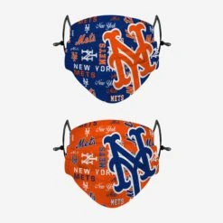 FOCO New York Mets Logo Rush Adjustable 2 Pack Face Cover