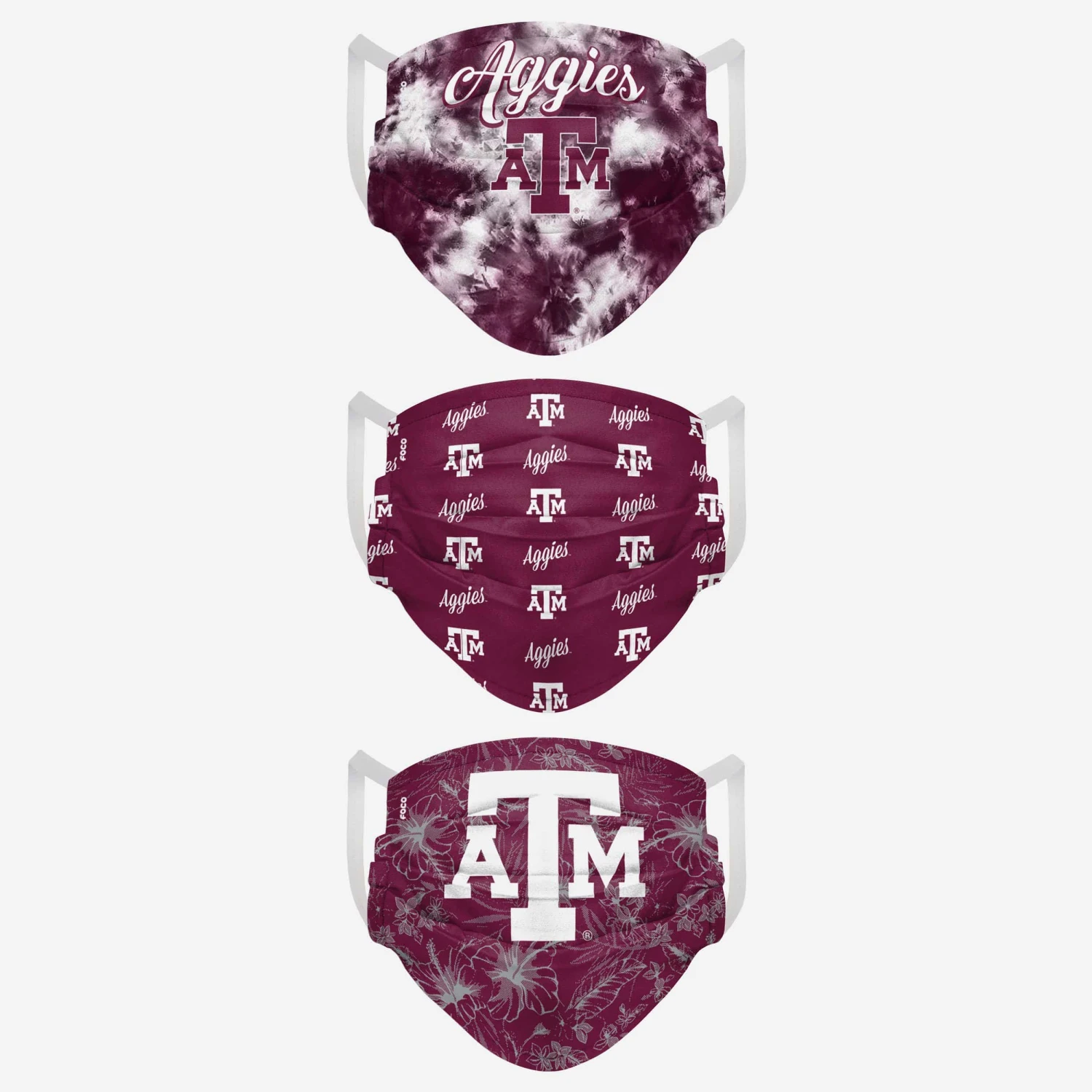FOCO Texas A&M Aggies Womens Matchday 3 Pack Face Cover 2 FOCO Texas A&M Aggies Womens Matchday 3 Pack Face Cover - Image 2