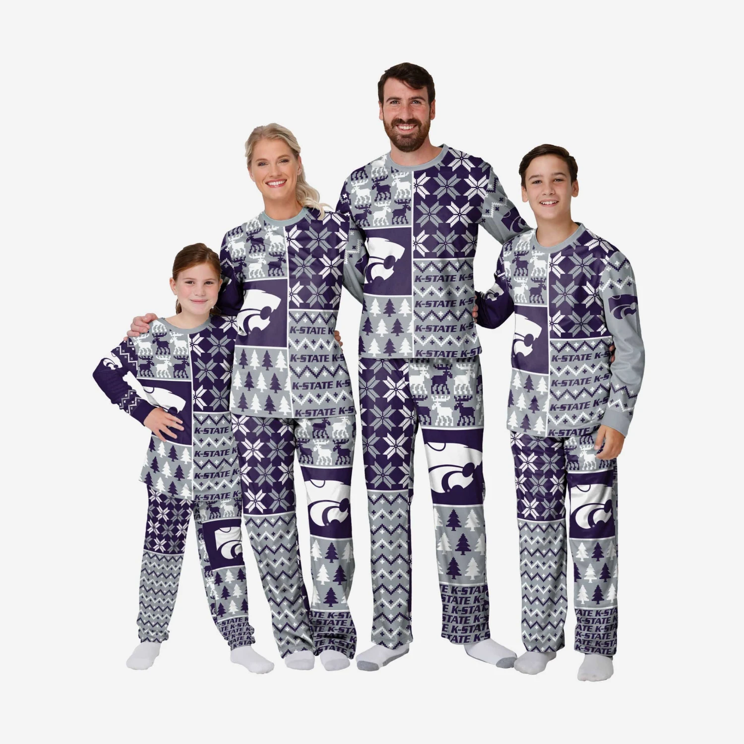 FOCO Kansas State Wildcats Youth Busy Block Family Holiday Pajamas 3 FOCO Kansas State Wildcats Youth Busy Block Family Holiday Pajamas - Image 3