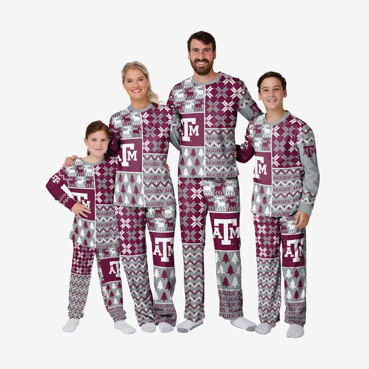 FOCO Texas A&M Aggies Mens Busy Block Family Holiday Pajamas 3 FOCO Texas A&M Aggies Mens Busy Block Family Holiday Pajamas - Image 3