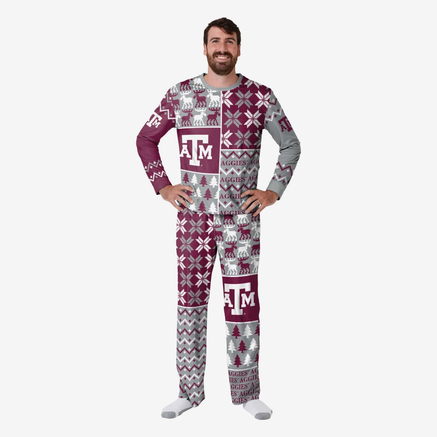 FOCO Texas A&M Aggies Mens Busy Block Family Holiday Pajamas 1 FOCO Texas A&M Aggies Mens Busy Block Family Holiday Pajamas