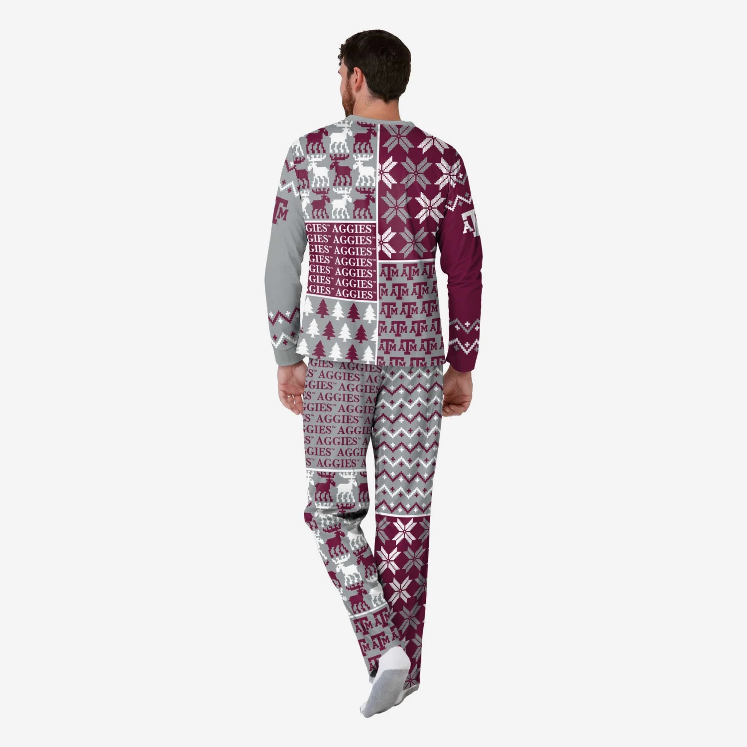 FOCO Texas A&M Aggies Mens Busy Block Family Holiday Pajamas 2 FOCO Texas A&M Aggies Mens Busy Block Family Holiday Pajamas - Image 2
