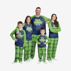 FOCO Seattle Seahawks Mens Plaid Family Holiday Pajamas -Fashion General Store PJSETNFFLSS g3