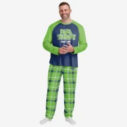 FOCO Seattle Seahawks Mens Plaid Family Holiday Pajamas