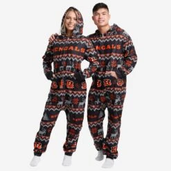 FOCO Cincinnati Bengals Ugly Pattern One Piece Pajamas