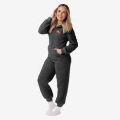 FOCO San Francisco 49ers Womens Sherpa One Piece Pajamas