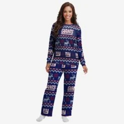 FOCO New York Giants Womens Ugly Pattern Family Holiday Pajamas