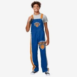 FOCO New York Knicks Mens Team Stripe Bib Overalls